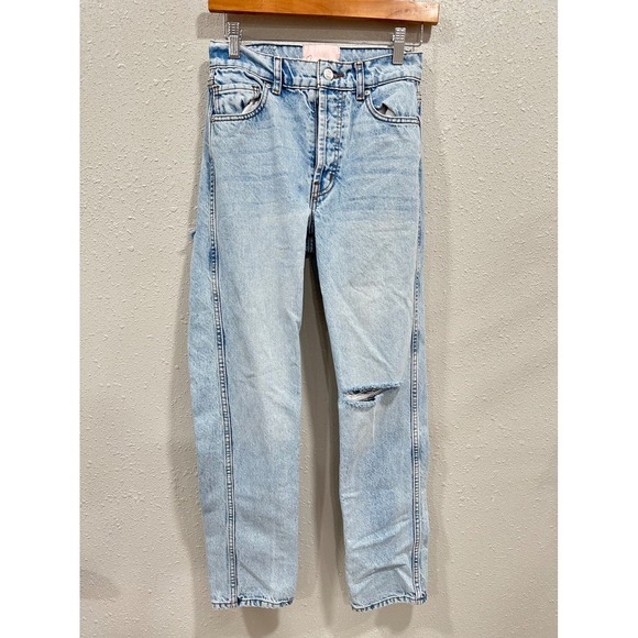 Revice Denim Jeans Womens Size 25 Light Wash Ripped Distressed Button Fly - Picture 1 of 6